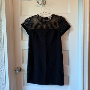 Black Mini Dress With Gold And Mesh Detail - image 1